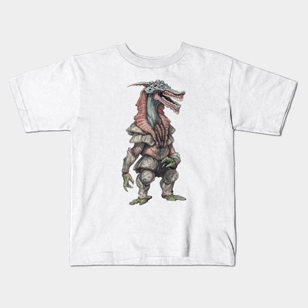 Aqua Kaiju Kids T-Shirt by charleslister